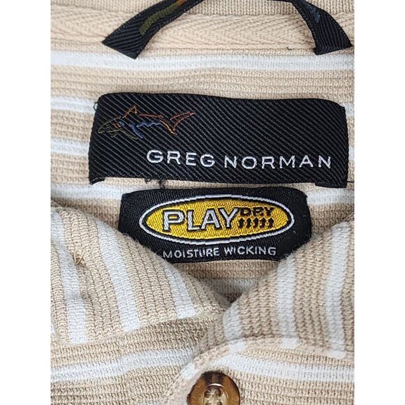 Greg Norman Shark Play Dry Performance Golf Polo Striped Short Sleeve Large - Picture 3 of 8